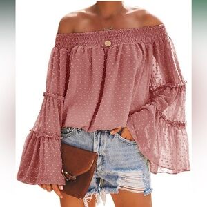 Off the shoulder bell sleeve blouse